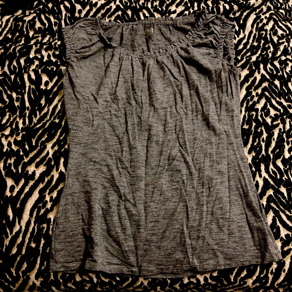 Striped silver cupcake shirt.
